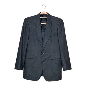 Montagut 36 Mens Gray Wool Blend Inner Pockets Single Breasted Two Button Blazer